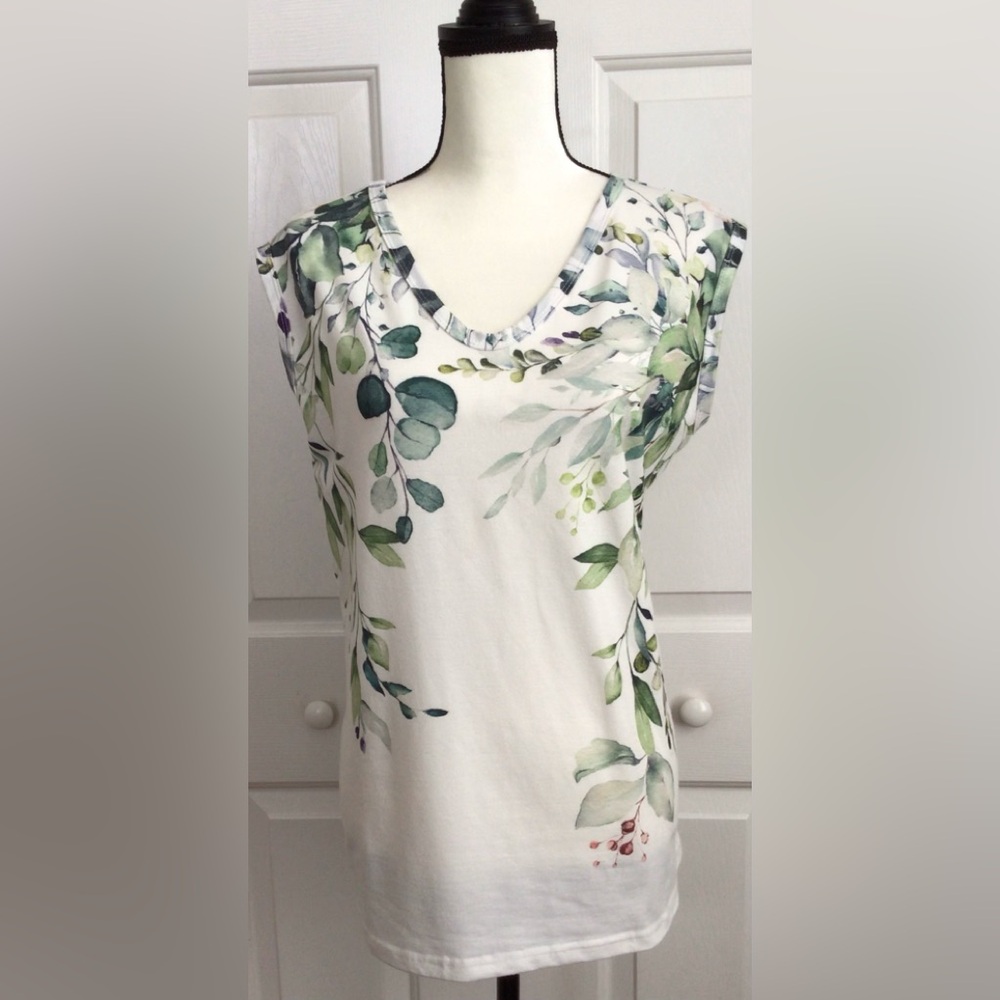 Floral Print White Top